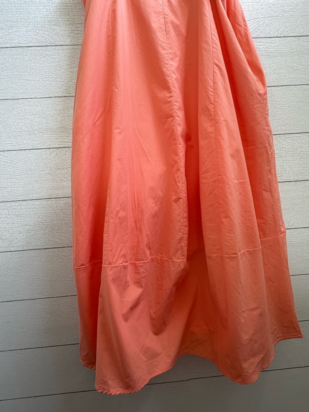 Anthropologie Self Contrast Bare Sleeveless Barrel Cotton Midi Dress Coral M - Picture 16 of 16